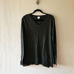Lightweight V-Neck Olive Green Sweater